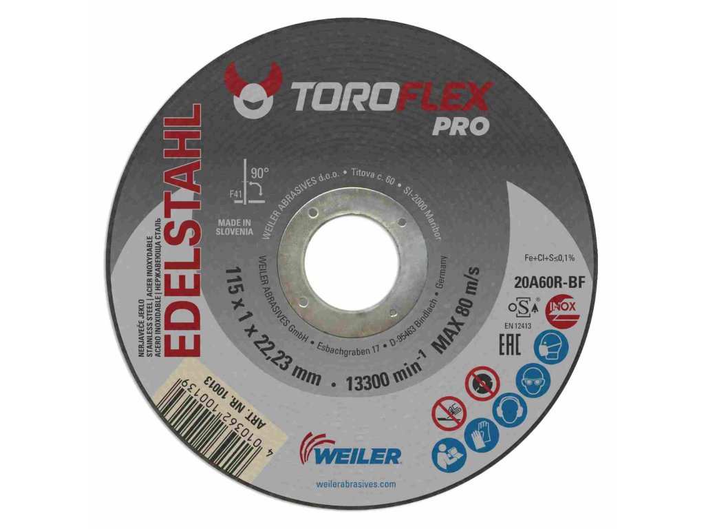 Řezný kotouč TOROFLEX PRO na ocel a nerez 115x3